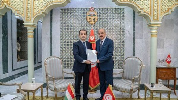 Посол Таджикистана Акрам Карими вручил копии верительных грамот министру иностранных дел Туниса Мухаммеду Али Ан-Нафти, сообщили в МИД РТ - Sputnik Таджикистан