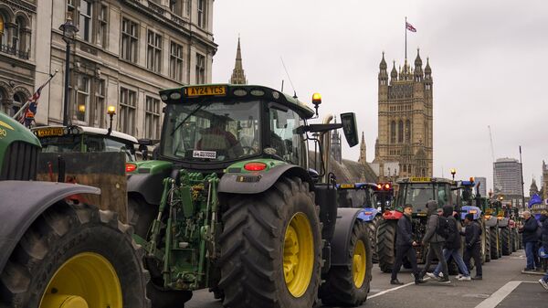 Акция протеста английских фермеров против запланированных изменений в налоговых правилах. Архивное фото - Sputnik Таджикистан