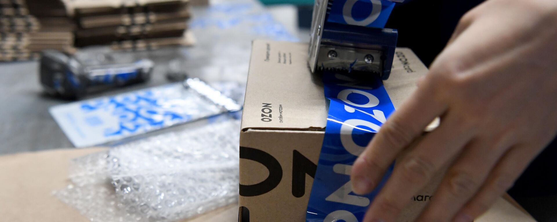 Зона упаковки товаров на складе логистического центра Ozon в Казани. Архивное фото - Sputnik Тоҷикистон, 1920, 29.09.2025