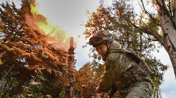 Боевая работа расчета миномета 2С4 Тюльпан на Красноармейском направлении СВО  - Sputnik Тоҷикистон
