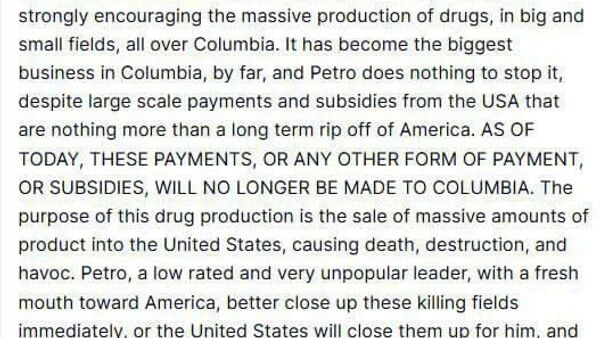 Трамп объявил об остановке всех платежей или субсидий Колумбии со стороны США, обвинив Боготу в стимулировании массового производства наркотиков - Sputnik Таджикистан