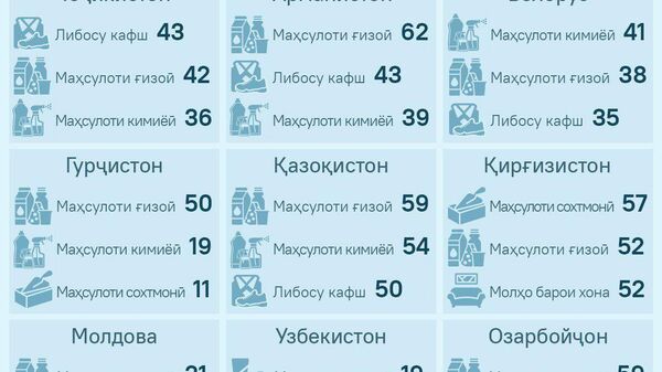 Дар Тоҷикистон се маҳсулоти Русия, аз қабили сару либос, маводи ғизоӣ ва маҳсулоти кимиёӣ харидори зиёд дорад - Sputnik Тоҷикистон
