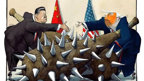 Рукопожатие дружбы: The Times красноречиво изобразила встречу Си Цзиньпина и Дональда Трампа в Пусане - Sputnik Таджикистан