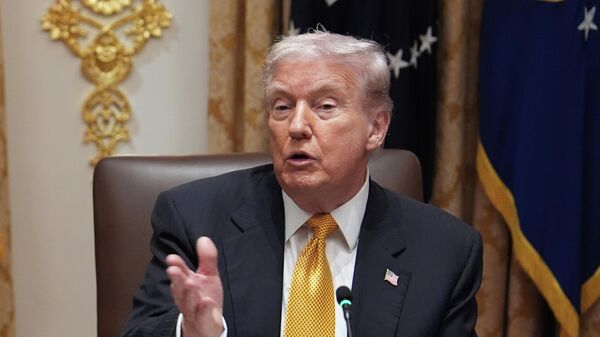 Президент США Дональд Трамп на встрече с премьер-министром Венгрии Виктором Орбаном в зале заседаний Белого дома, 7 ноября 2025 года, в Вашингтоне. - Sputnik Таджикистан