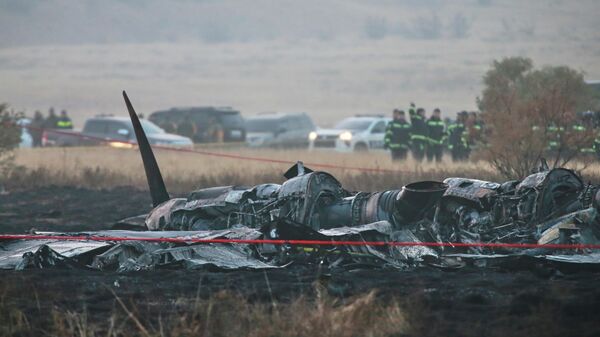 Обломки на месте крушения турецкого военного грузового самолета в муниципалитете Сигнахи в Грузии, 12 ноября 2025 года. - Sputnik Таджикистан