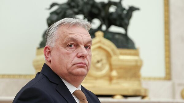Премьер-министр Венгрии Виктор Орбан во время встречи с президент РФ Владимир Путиным в Москве.  - Sputnik Тоҷикистон