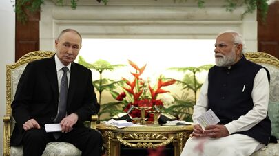 Президент РФ Владимир Путин и премьер-министр Индии Нарендра Моди во время встречи в Нью-Дели.