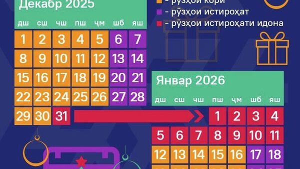 Бахшида ба таҷлили Соли нав дар Русия 12 рӯз истироҳатӣ хоҳанд буд - Sputnik Тоҷикистон