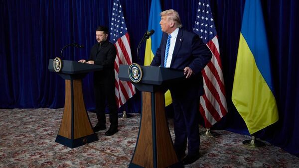 Встреча президента США Дональда Трампа и Владимира Зеленского - Sputnik Тоҷикистон