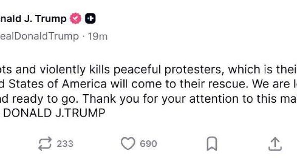 Трамп дар пасманзари эътирозҳо дар саросари Эрон бо дахолати низомӣ таҳдид кард - Sputnik Тоҷикистон