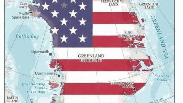 Карту Гренландии в цветах флага США и с надписью Скоро опубликовала супруга замглавы администрации Белого дома Стивена Миллера - Sputnik Таджикистан