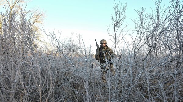 Военнослужащий 152-й егерской бригады Вооруженных сил Украины. Архивное фото - Sputnik Тоҷикистон