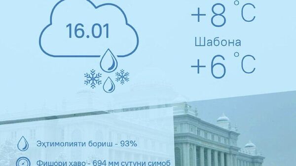 Ҳарорати миёнаи ҳаво дар пойтахти Тоҷикистон то 8 дараҷа гарм хоҳад шуд - Sputnik Тоҷикистон