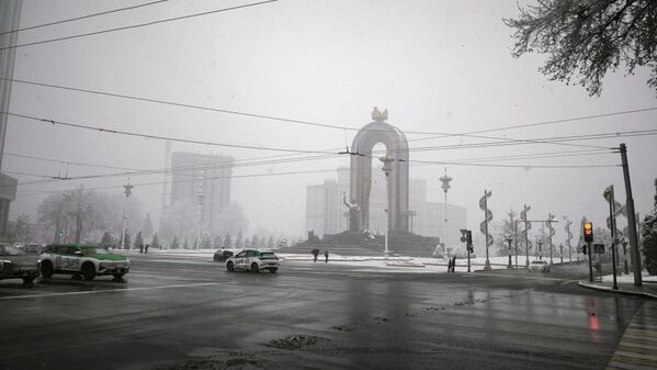 Дар ҳавоитуман маҷмааи ёдгории Исмоили Сомонӣ намоён аст. - Sputnik Тоҷикистон