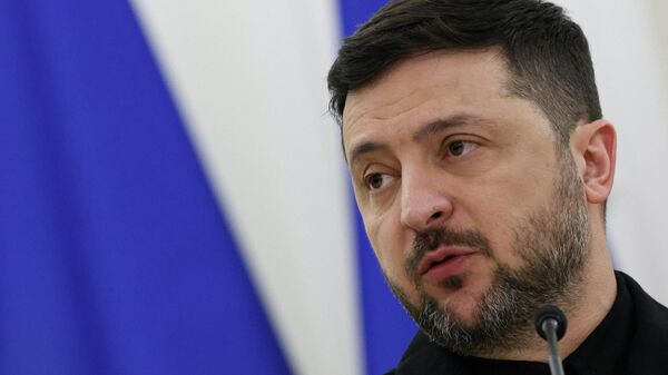 Владимир Зеленский на пресс-конференции в Президентском дворце в Вильнюсе, Литва, 25 января 2026 года.  - Sputnik Таджикистан