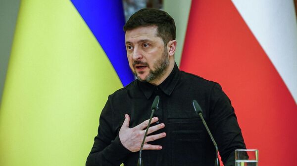 Владимир Зеленский выступает на пресс-конференции в Киеве, Украина, 5 февраля 2026 года. - Sputnik Таджикистан