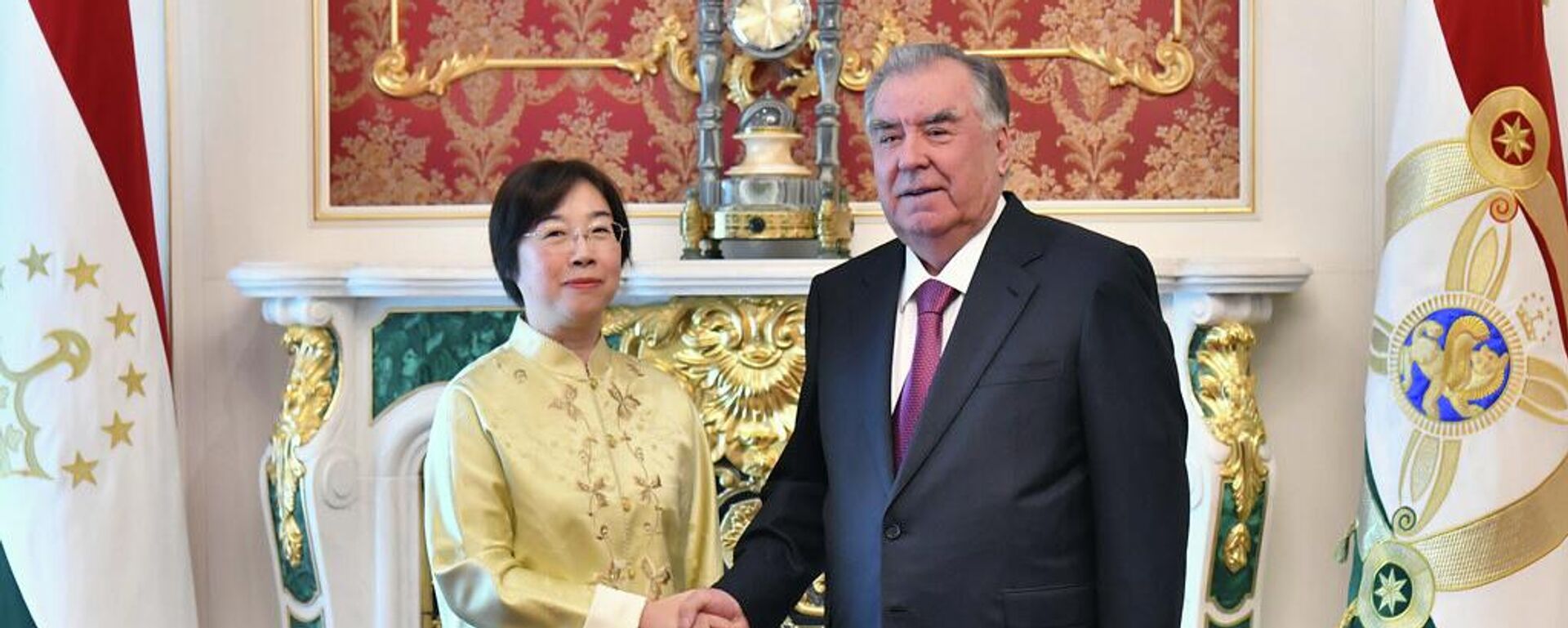 Эмомалӣ Раҳмон бо Президенти Бонки Осиёии Сармоягузориҳои Инфрасохторӣ хонум Тсзоу Ҷиайи - Sputnik Тоҷикистон, 1920, 14.02.2026