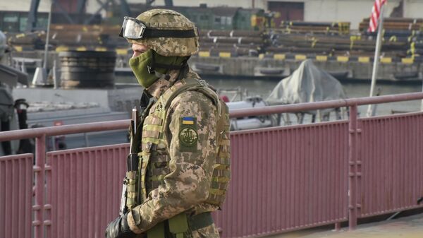 Украинский солдат в порту Одессы. Архивное фото - Sputnik Тоҷикистон