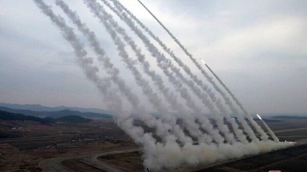 Ким Чен Ын с дочерью наблюдали за учениями подразделений дальнобойной артиллерии - Sputnik Таджикистан