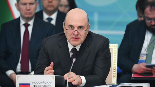 Председатель правительства РФ Михаил Мишустин на заседании Евразийского межправительственного совета в расширенном составе в Шымкенте.   - Sputnik Тоҷикистон