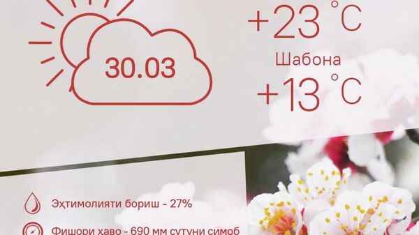 Ҳарорати миёнаи ҳаво дар пойтахти Тоҷикистон то 23 дараҷа гарм мешавад - Sputnik Тоҷикистон