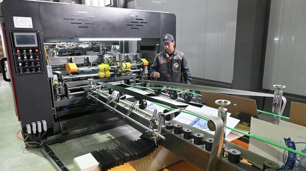 Завод по производству картонных коробок в городе Кансой Бободжон-Гафуровского района. Завод по производству картонных коробок в городе Кансой Бободжон-Гафуровского района. - Sputnik Таджикистан