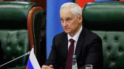 Министр обороны России Андрей Белоусов на заседании Совета министров обороны государств – участников СНГ в Москве.