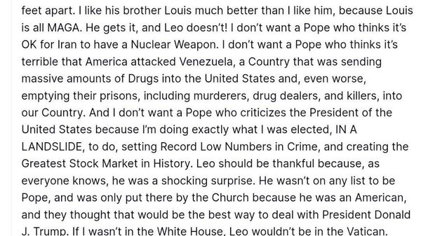 Трамп раскритиковал Папу Римского Льва XIV за его симпатии к Ирану - Sputnik Таджикистан