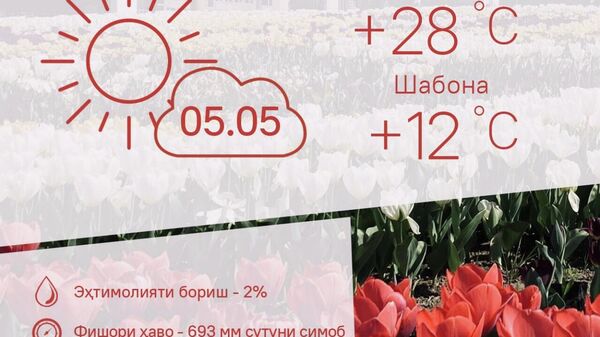 Ҳарорати миёнаи ҳаво дар пойтахти Тоҷикистон то 28 дараҷа гарм мешавад - Sputnik Тоҷикистон
