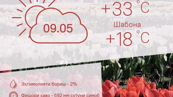 Ҳарорати миёнаи ҳаво дар пойтахти Тоҷикистон то 33 дараҷа гарм хоҳад шуд - Sputnik Тоҷикистон