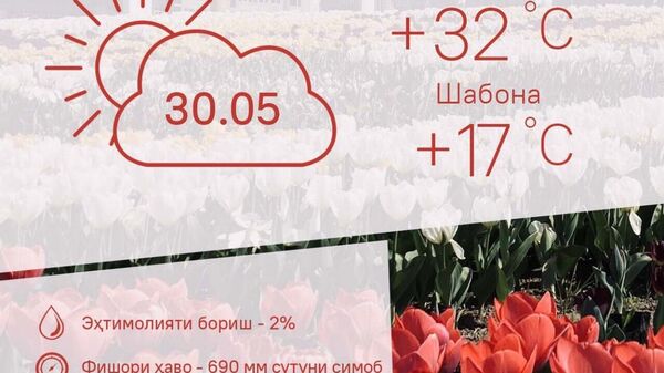 Ҳарорати миёнаи ҳаво дар пойтахти Тоҷикистон то 32 дараҷа гарм мешавад - Sputnik Тоҷикистон