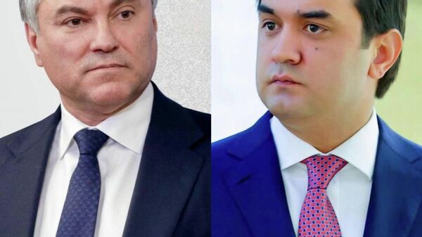 Рустами Эмомалӣ ҳамтои русаш Вячеслав Володинро ба Рӯзи Русия табрик намуд - Sputnik Тоҷикистон