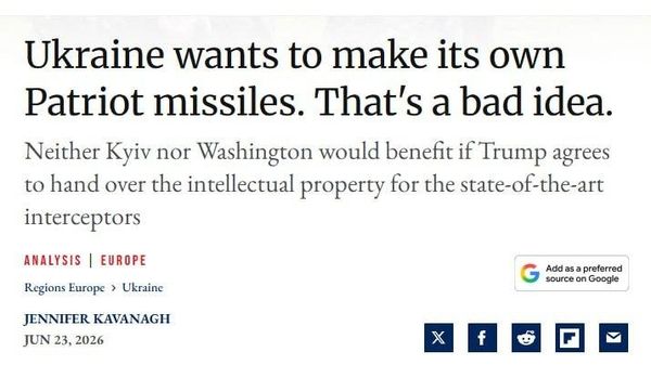 Responsible Statecraft менависад, ки додани иҷозатнома барои тавлиди мушакҳои Patriot ба Украина ба амнияти ИМА таҳдид мекунад - Sputnik Тоҷикистон