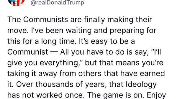Ногаҳон: Трамп шикори коммунистонро оғоз кард - Sputnik Тоҷикистон