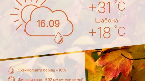 Ҳарорати миёнаи ҳаво дар пойтахти Тоҷикистон то 31 дараҷа гарм мешавад - Sputnik Тоҷикистон