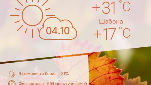Ҳарорати миёнаи ҳаво дар пойтахти Тоҷикистон то 31 дараҷа гарм мешавад - Sputnik Тоҷикистон