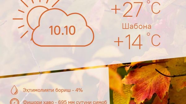 Ҳарорати миёнаи ҳаво дар пойтахти Тоҷикистон то 27 дараҷа гарм мешавад - Sputnik Тоҷикистон
