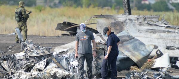 Сотрудники миссии ОБСЕ и эксперты работают на месте крушения малайзийского Boeing 777. Архивное фото - Sputnik Таджикистан