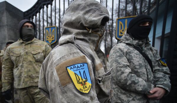 Митинг батальона Айдар у Минобороны Украины - Sputnik Таджикистан
