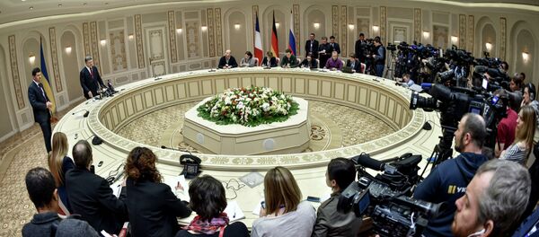 Переговоры лидеров России, Германии, Франции и Украины в Минске - Sputnik Таджикистан