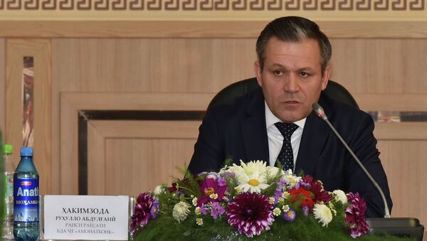 Рухулло Хакимзода на пресс-конференции Амонатбанка - Sputnik Таджикистан