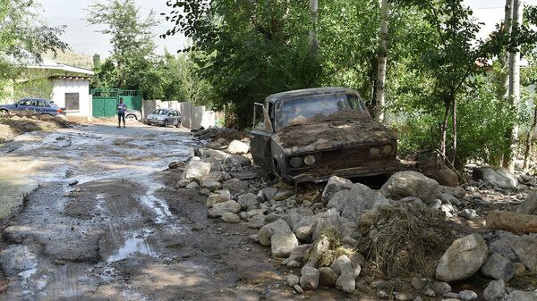 Последствия схода селевого потока ,архивное фото - Sputnik Таджикистан