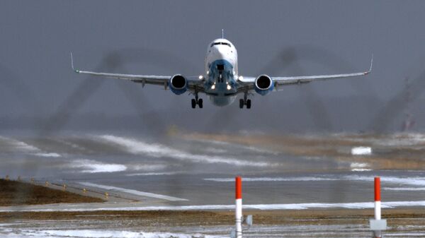 Самолет Boeing 737-800 авиакомпании FlyDubai совершает посадку в аэропорту Внуково. Архивное фото - Sputnik Таджикистан