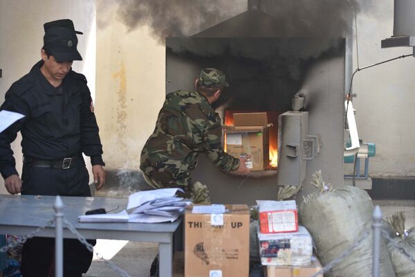 В печи АКН РТ сожгли свыше 370 килограмм наркотиков В печи АКН РТ сожгли свыше 370 килограмм наркотиков - Sputnik Таджикистан