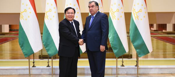 Эмомали Раҳмон бо ноиби Бонки Рушди осиё Жанг Венкай. Акс аз бойгонӣ - Sputnik Тоҷикистон