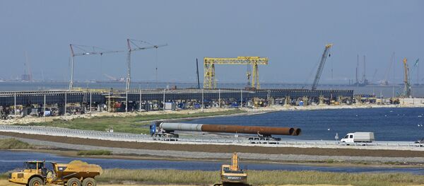 Строительство Керченского моста, архивное фото Строительство Керченского моста, архивное фото - Sputnik Таджикистан