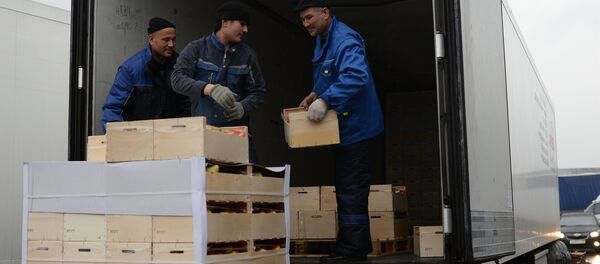 Рабочие грузят товар в фуру, архивное фото - Sputnik Тоҷикистон