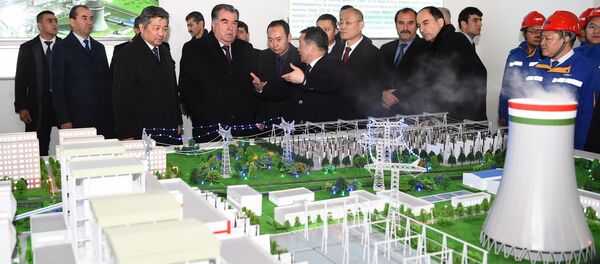 Эмомали Рахмон на открытии ТЭЦ Душанбе-2 - Sputnik Таджикистан