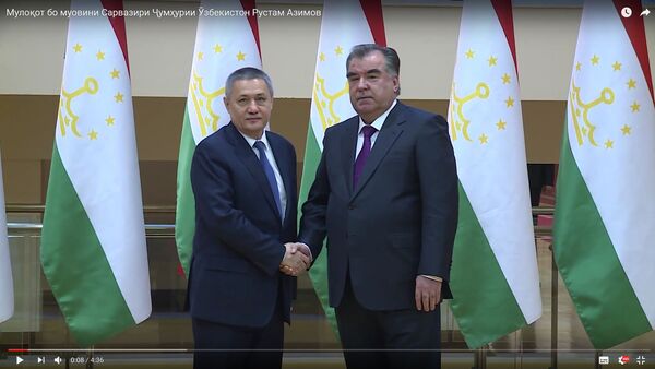 Президент Таджикистана Эмомали Рахмон провел встречу с вице-премьером Узбекистана Рустамом Азимовым - Sputnik Таджикистан