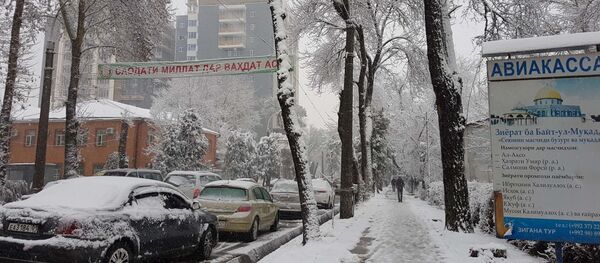 Выпавший снег стал причиной серьезных пробок в Душанбе Выпавший снег стал причиной серьезных пробок в Душанбе - Sputnik Тоҷикистон